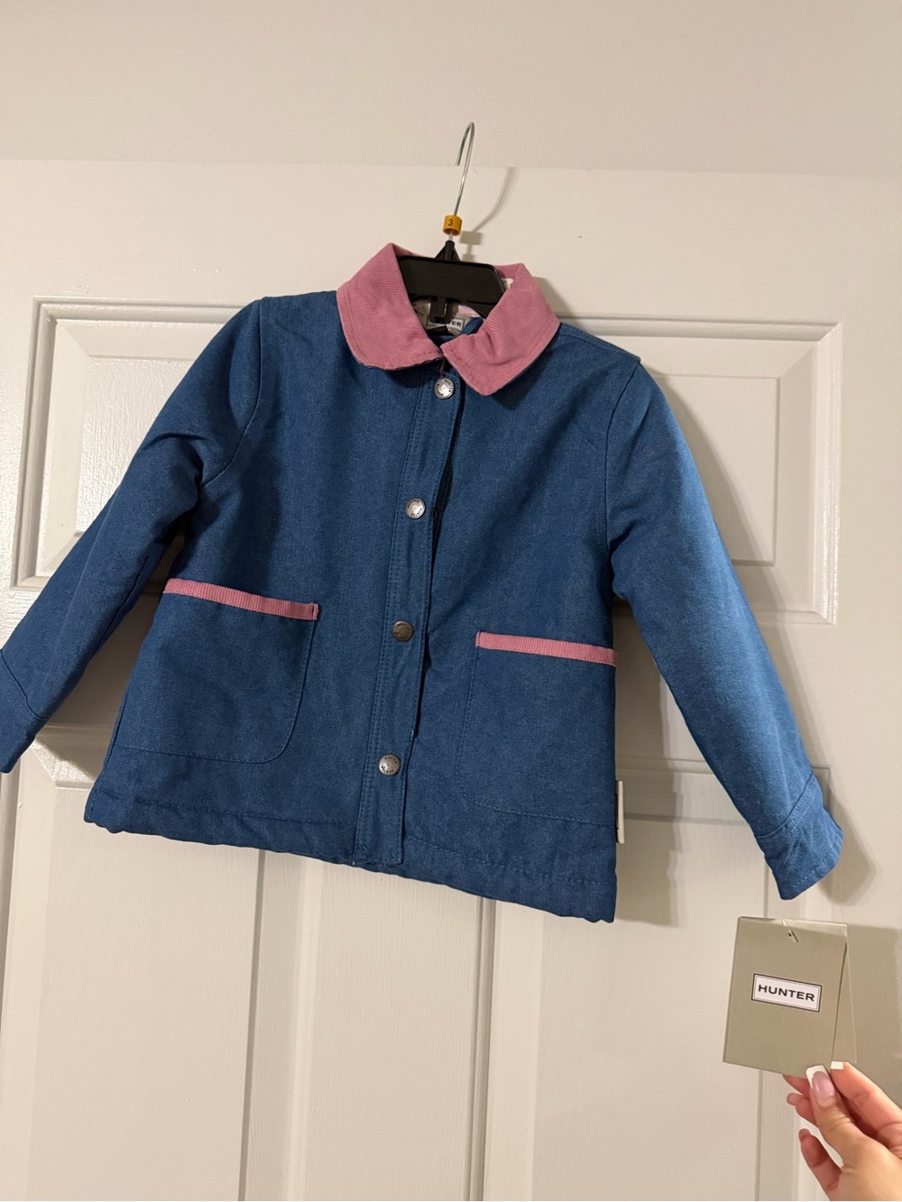 Hunter Girls 3T Denim Jacket Pink Corduroy Sherpa Lined NWT